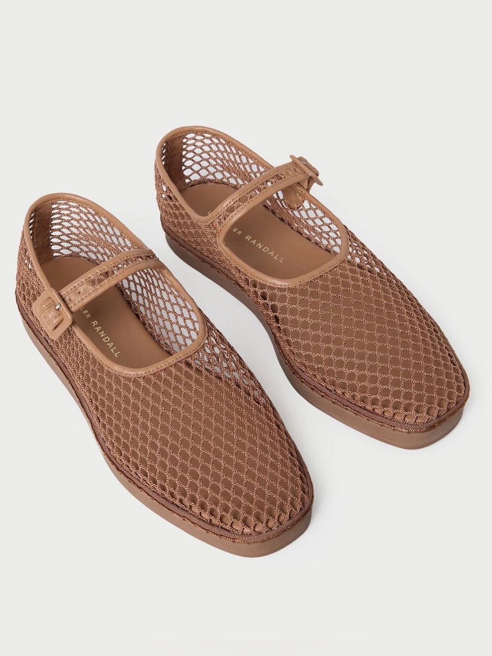 NWOT Loeffler Randall Rita Brown Mesh Mary Jane Flats. Size 10.5. Retail $250.
